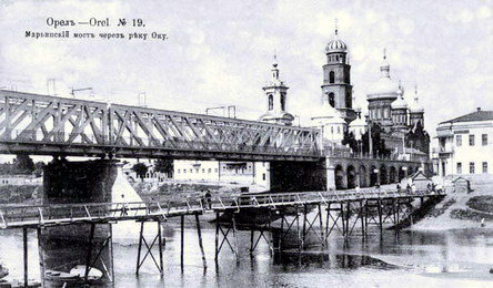 Мариинский мост через реку Оку. Спасо-Преображенская и Покровская церкви